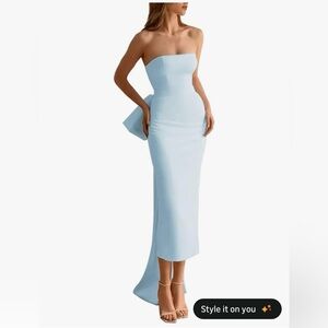Elegant Light Blue Strapless Dress